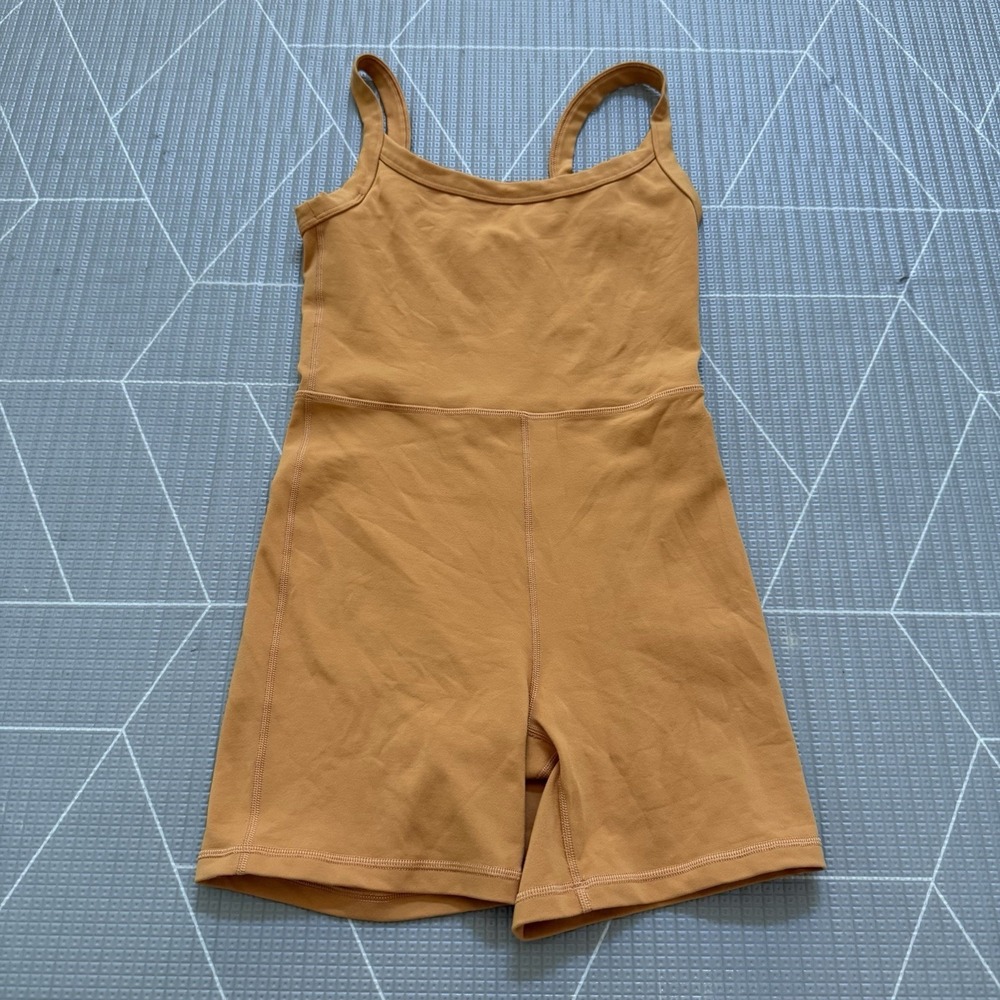 Aritzia Wilfred Free Divinity Romper XS Orange One Piece Stretch 5" Athleisure